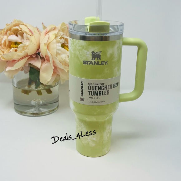 Stanley Tumbler 40 oz Citron Tie Dye Limited Edition Quencher Lime Green RARE - Picture 2 of 6